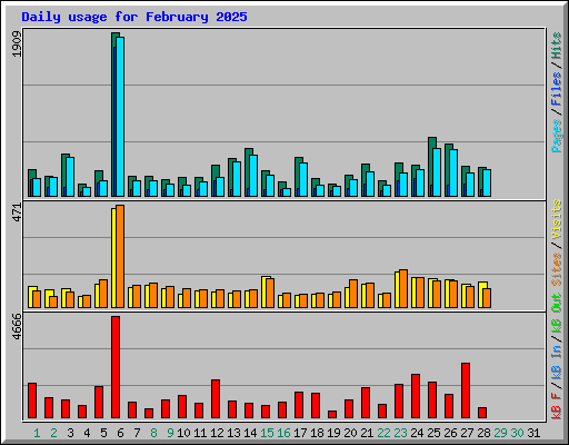 Daily usage for February 2025